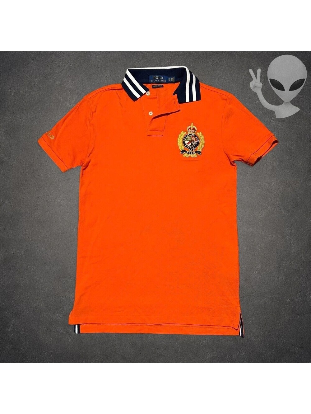 Polo Ralph Lauren Crest Polo Shirt Mens XS Orange Slim Fit Short Sleeve Preppy